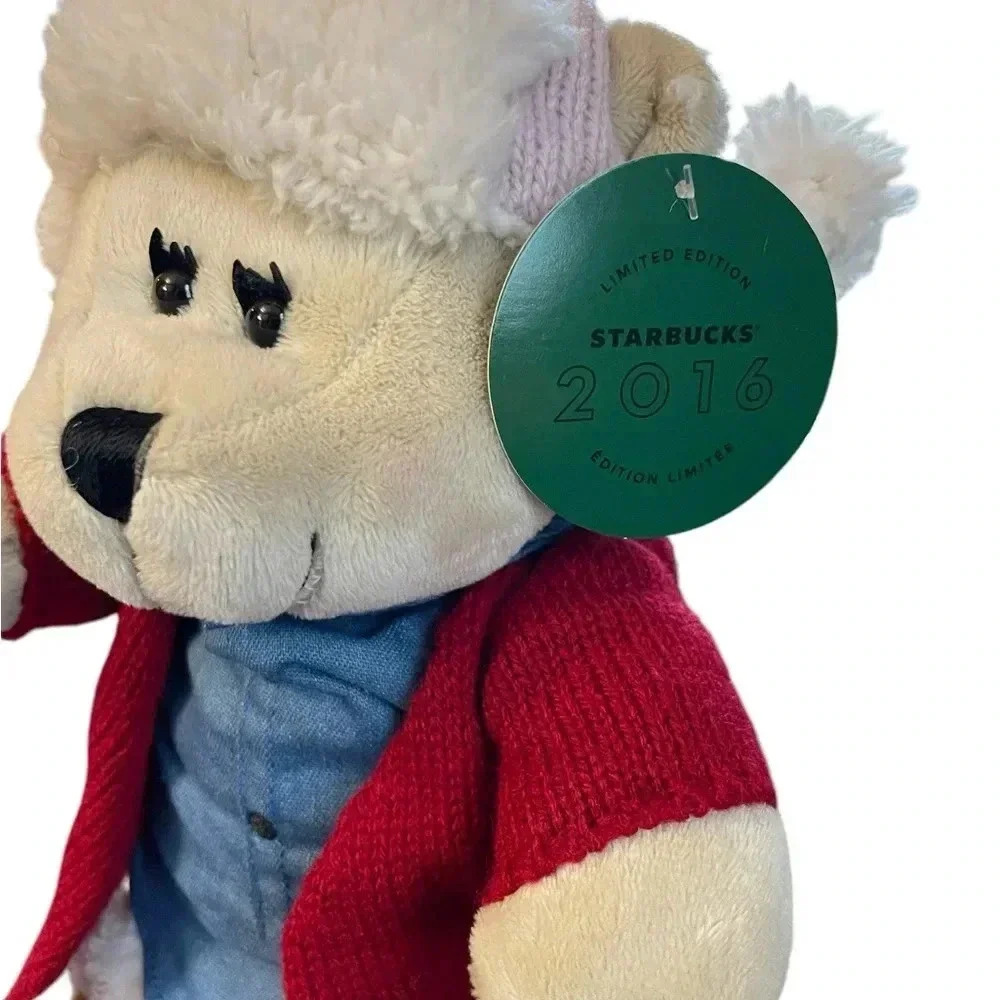 Starbucks Plush Teddy Bear Cream Christmas Bearista 2016 Hat Shirt Sweater Boots - Picture 4 of 5